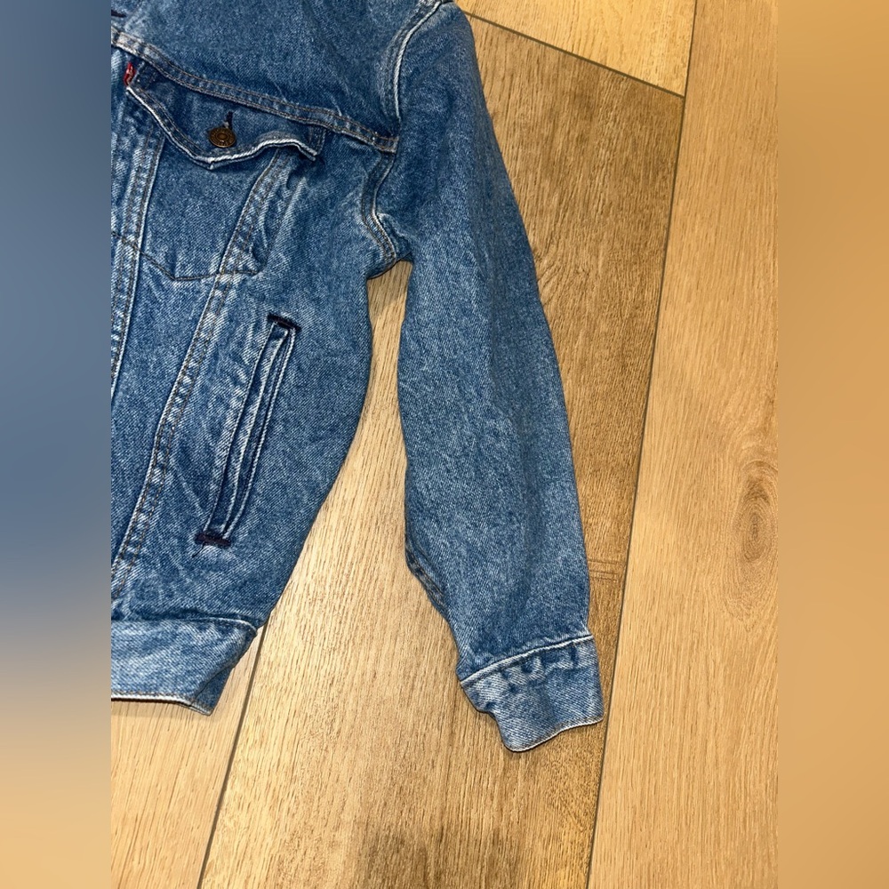 Vintage LEVIS Blue Denim Jean Jacket 57508-0214 MADE IN USA Red Tab Womens Large - Picture 5 of 15
